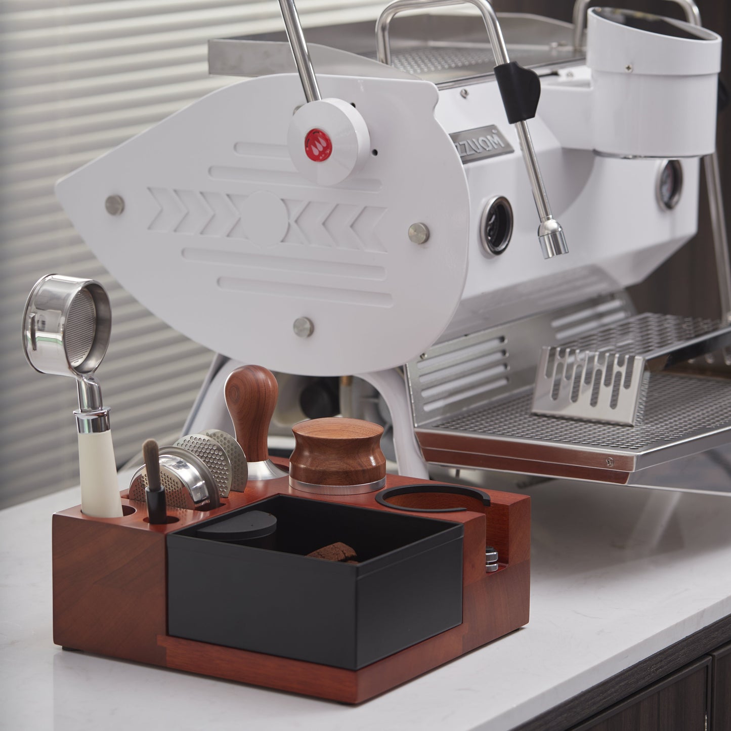 BC Mahogany Tamping Station & Knock Box W2