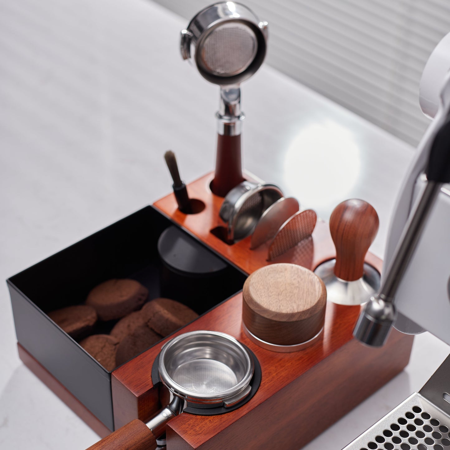 BC Mahogany Tamping Station & Knock Box W2