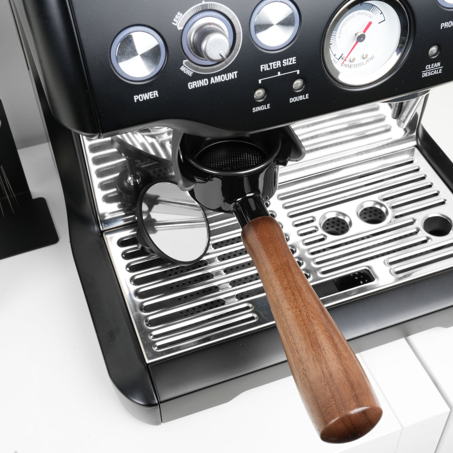 BC Breville 54mm Bottomless Portafilter - Titanium Black & Walnut