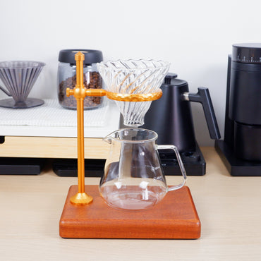 Pour Over Coffee Stand Rosewood & Brass Set