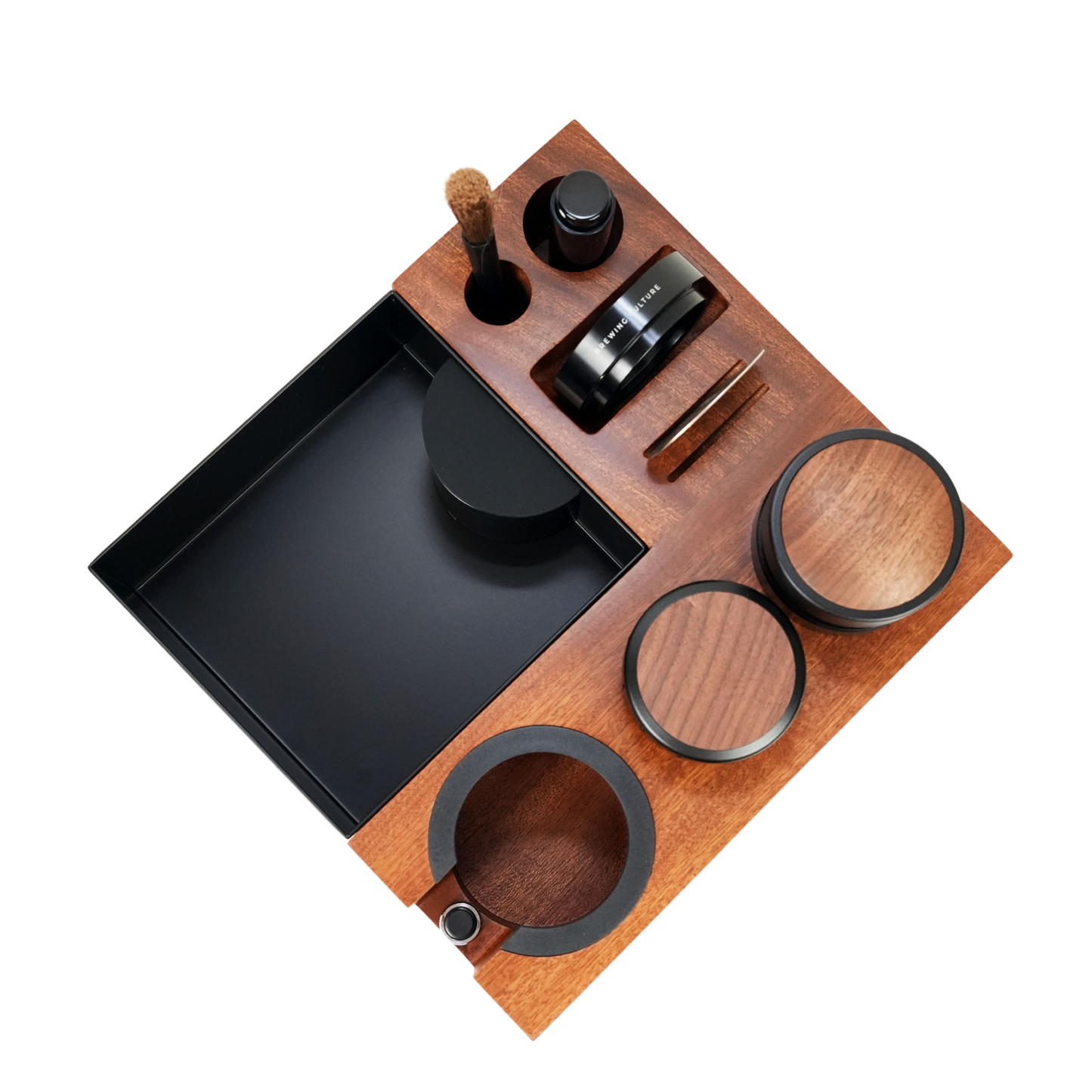 BC Mahogany Tamping Station & Knock Box Set W2