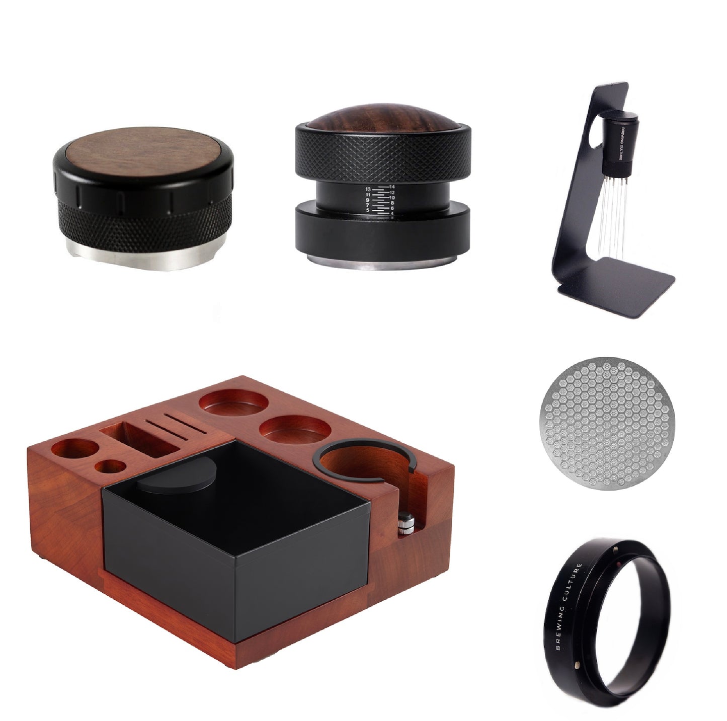 BC Mahogany Tamping Station & Knock Box Set W2