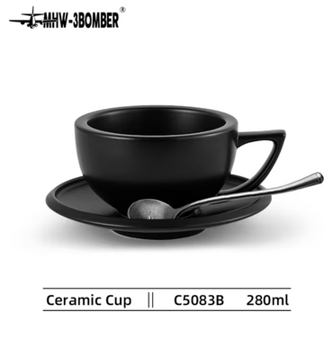 MHW Sawada Ceramic Coffee Mug with Saucer 280ml - Black