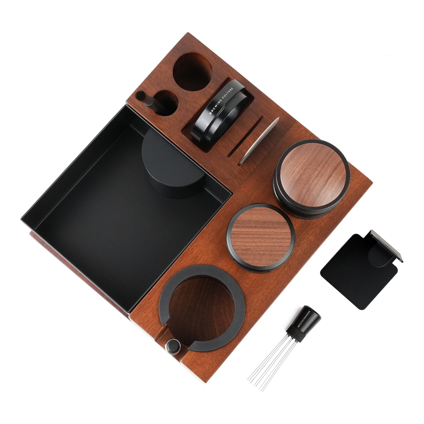 BC  Mahogany Tamping Station & Knock Box Set W2